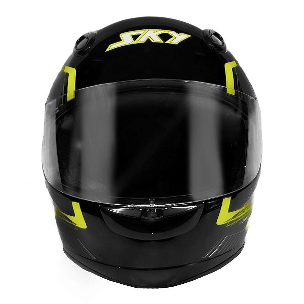 Capacete Sky Gamma Preto Brilho Transf Verde/amarelo 60