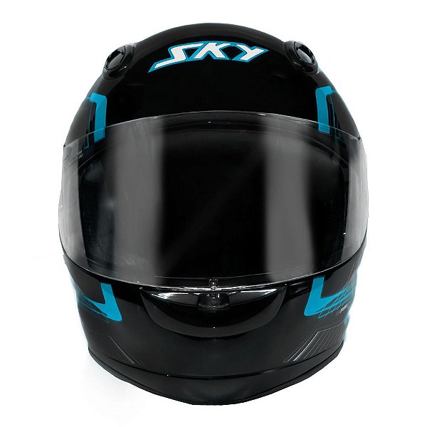 Capacete Sky Gamma Preto Brilho Transf Azul 62