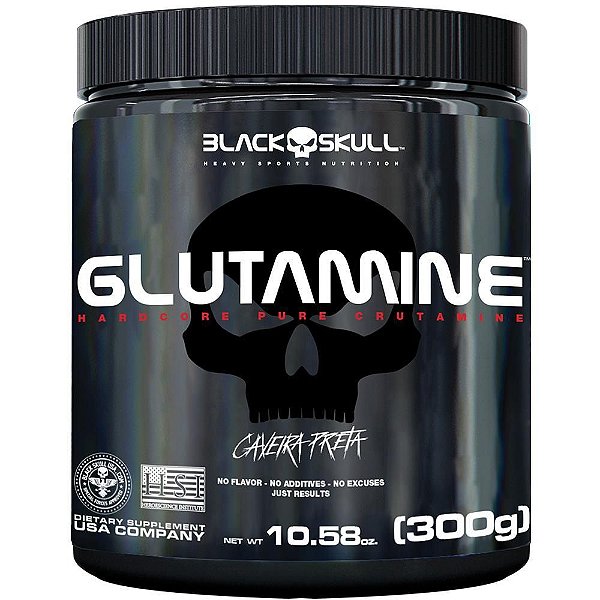 Glutamina 300g Caveira Preta - Black Skull