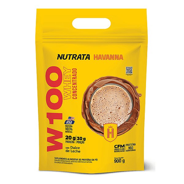 W100 Whey Protein 900g Doce de Leite Havanna Refil - Nutrata