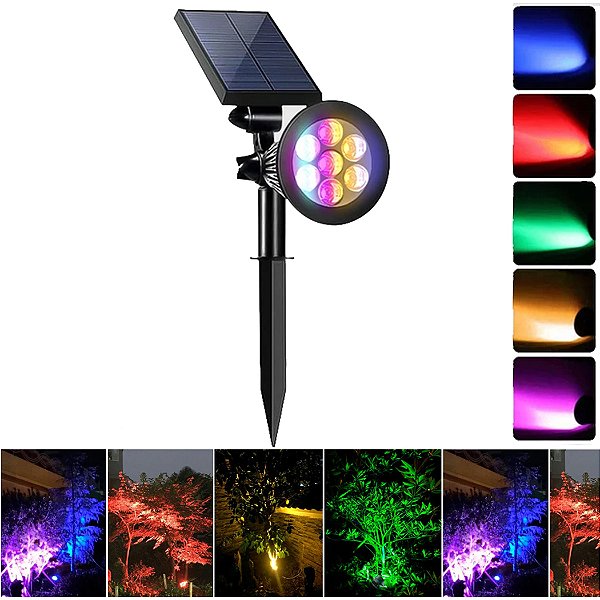 Espeto Solar Externa Chão/Parede de Jardim RGB Colorido IP65 - ARCO ÍRIS LED