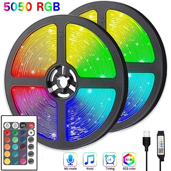 Fita de Led USB Rgb 5050 Colorida 2m Para PC Gamer Com Controle - 82595