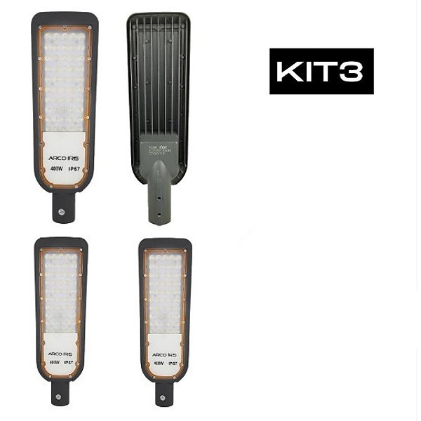 Kit 3 Luminária Pública 400w Poste Smd Ip67