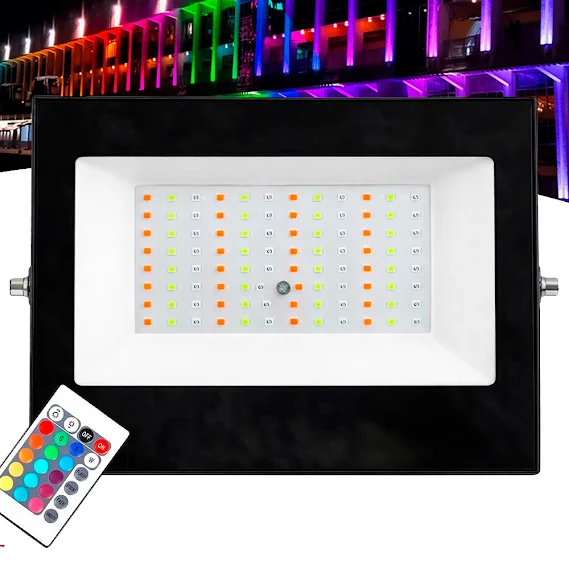 Refletor de Led 200w Rgb Colorido Ip67 C/ Controle Festas Decoração - 82578