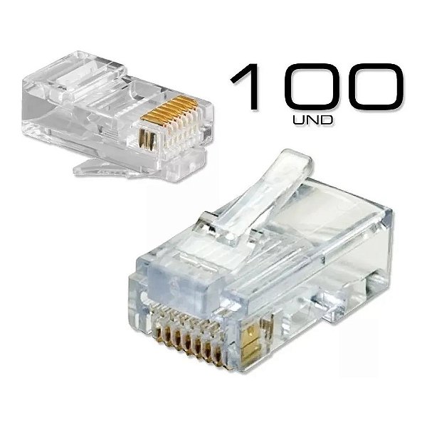 Conector RJ45 Lan Cabo Rede Cat5 Kit 100 Unidades - 81397