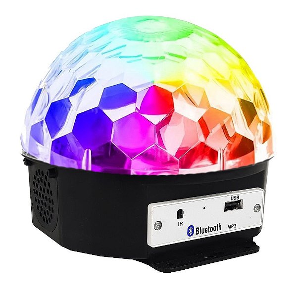 Globo De Led Luz Colorida Giratória Bola Maluca Bluetooth Música USB