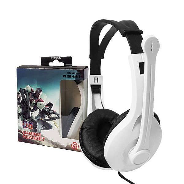 Fone Headset Gamer IG-D8 C/Microfone Branco Para PS3 PS4 PC - 83329