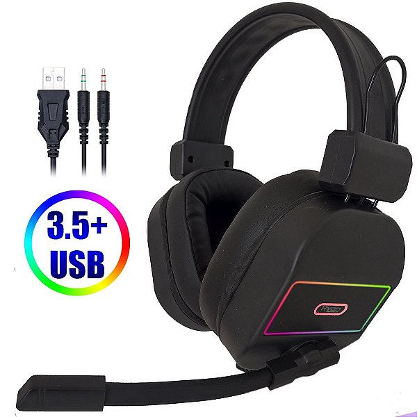 Fone de Ouvido Headphone Gamer C/ Microfone C/Fio LED RGB - 83326