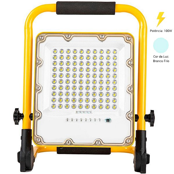 Refletor 100w Recarregável Portátil Articulado IP67 Branco Frio - 82830