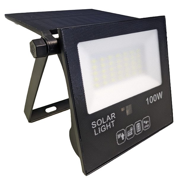 Refletor Solar 100w Articulado Leitoso C/ Placa Solar e Controle - 82844