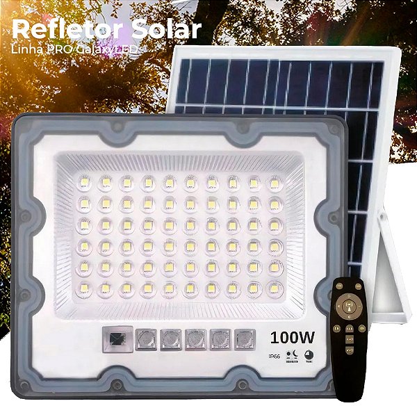 Refletor 100W Solar Led Ip66 C/ Placa e Fotocélula - 82834