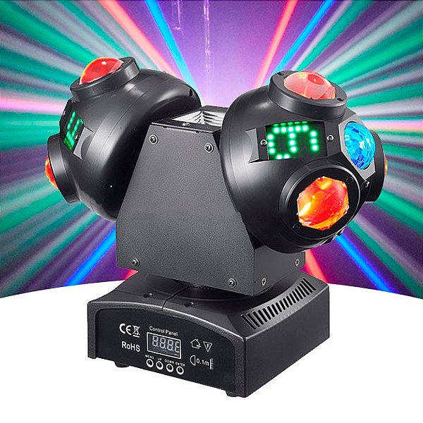 Mini Moving Duplo Led Rgbw Dmx 100w Strobo Dj + Festa Bivolt - 82498