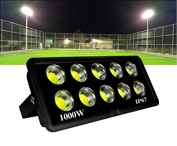 Refletor Led 1000w COB  Holofote Ip67 Branco Frio Alta Potência - 82786