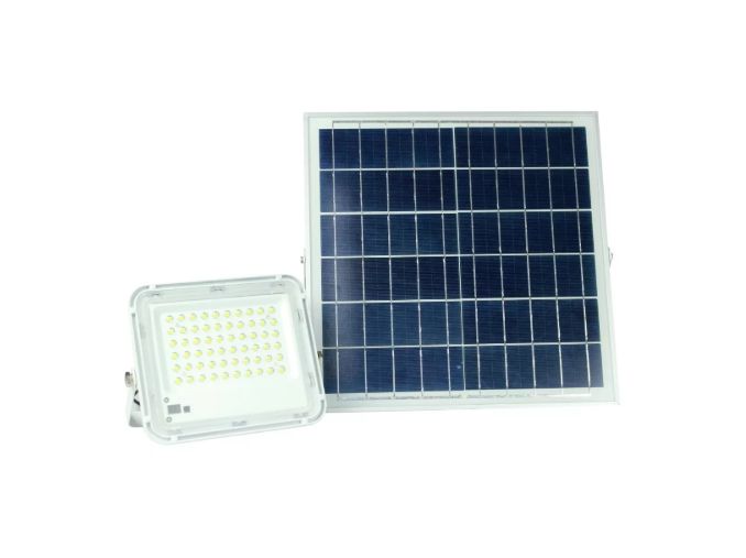 Kit Refletor Led 100w Branco Frio Com Placa Solar - 83038