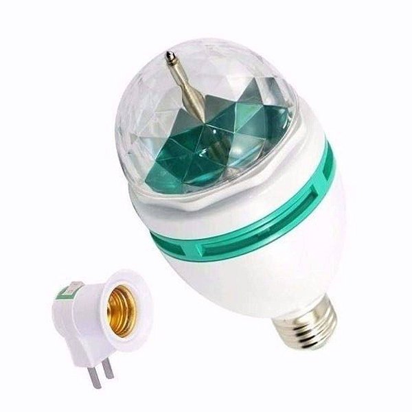 Lâmpada Led RGB Colorido Rotativa Giratória Bola Maluca - 81288