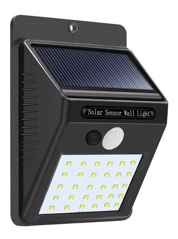 Luminária Solar Parede 35 Leds Sensor Presença 2 Funções 7w Preto - 82297