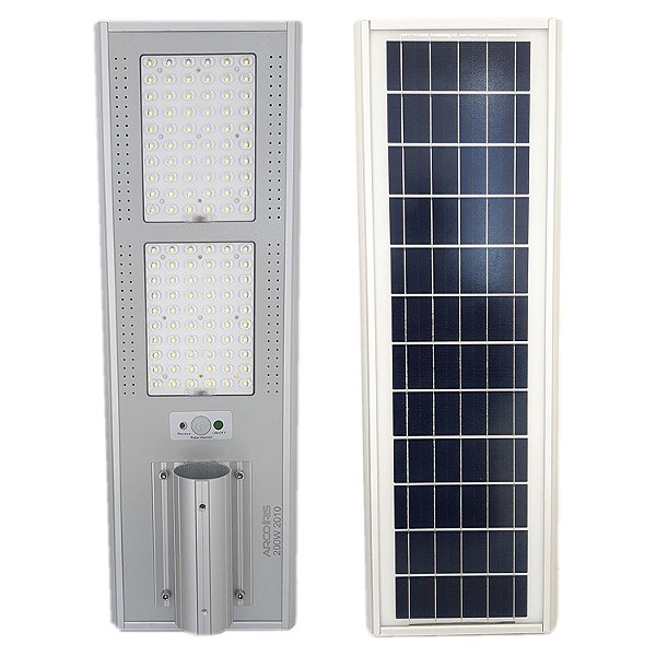 Luminária Fotovoltaica Pública Solar LED 200w Branco Frio com Sensor - 84020