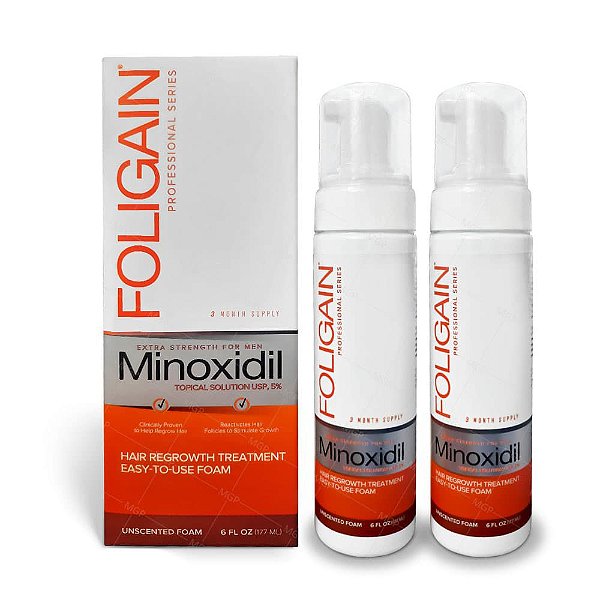 Foligain Minoxidil 5% Espuma - 6 mês de tratamento 354 g