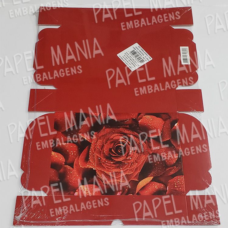 Embalagem Caixa para Presente - Rosa Vermelha - Pacote 10 unid.