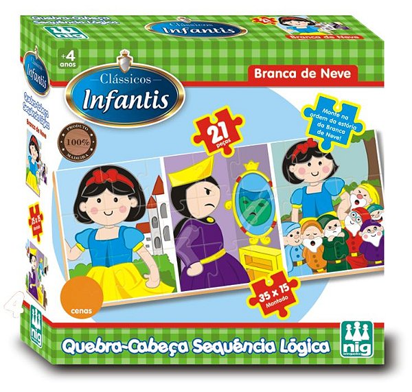 Quebra - Cabeça Branca De Neve Sequência Lógica - Nig Brinquedos