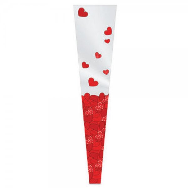 Botão Cone Perolado Coração Vermelho 12x3x50cm - 100 Unidades