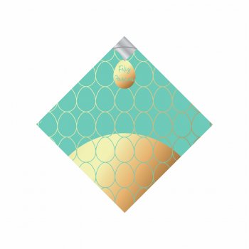 Saco Para Ovo De Páscoa Pratik Metalizado Feliz Páscoa 25X25CM Turquesa Ouro | 25 Unidades