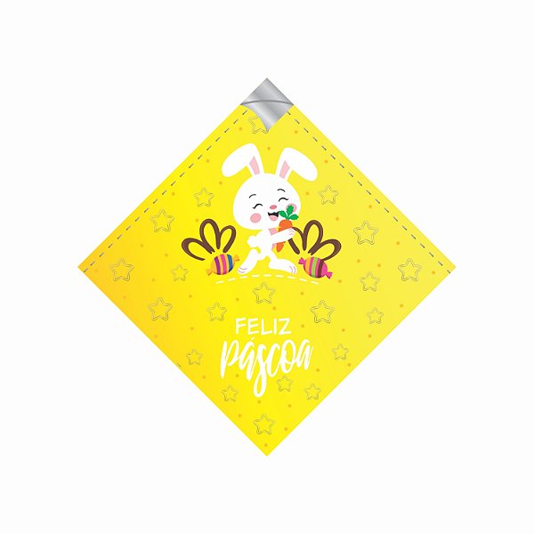 Saco Para Ovo de Páscoa Pratik Metalizado Alegria Amarelo 35X35CM | 25 Unidades