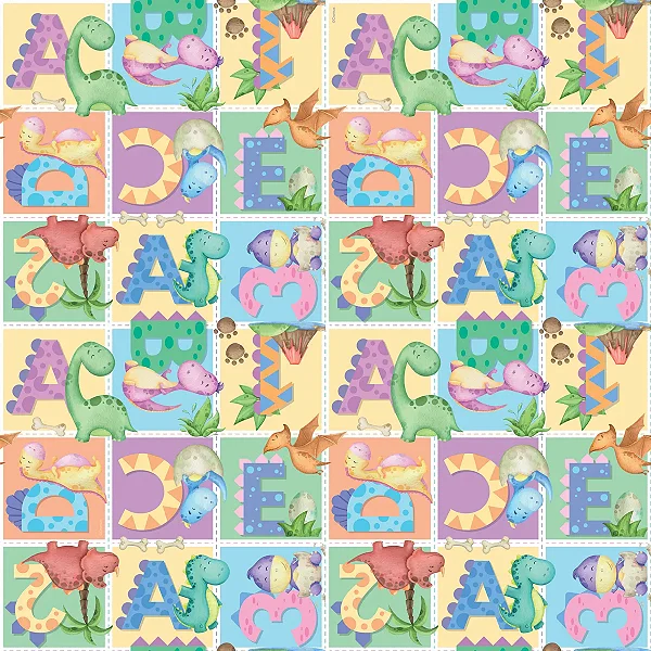 Saco Para Presente Perolado ABC Dino Colorido 20X29 | 50 Unidades