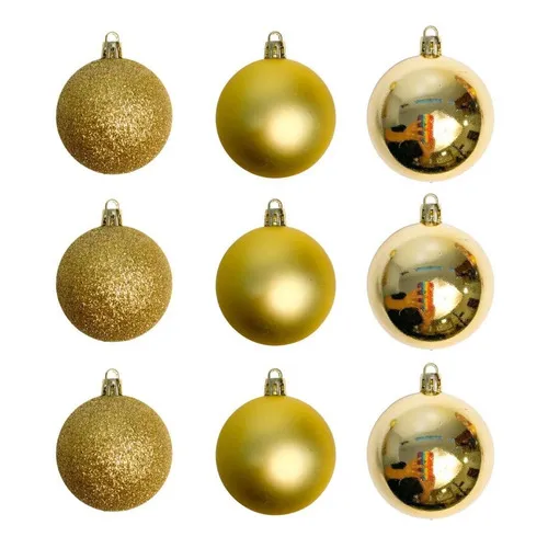 Kit 10 Bolas de Natal Dourada 6CM Lisa/Fosca/Glitter