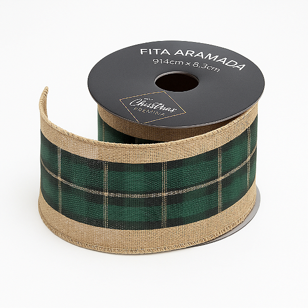 Fita Aramada Xadrez 914cm x 6.3cm Master Christmas Premium