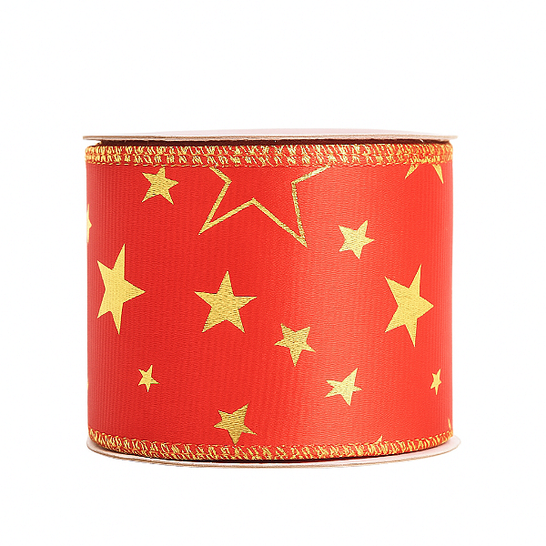 Fita Natalina Aramada Vermelho Estrela  2,70cm x 6,3cm
