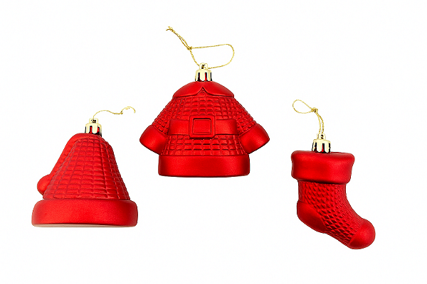 Pendente 3 Pçs 8cm Enfeites Natalinos Vermelho