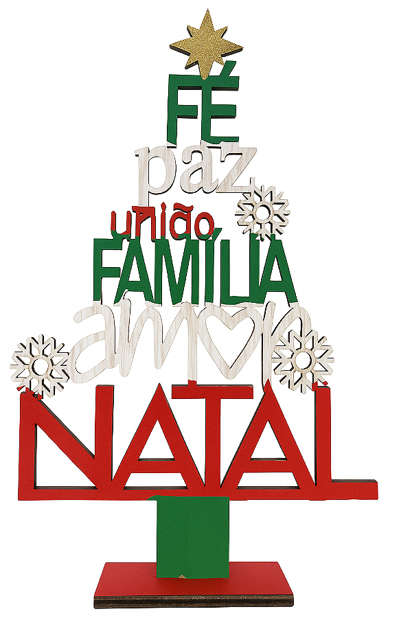 Enfeite de Mesa Natal Palavras 15cm x 25cm