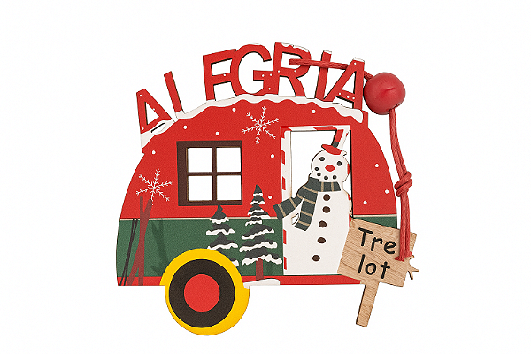 Pendente Carro Natalino Boneco de Neve 7cmx0,5cmx6cm