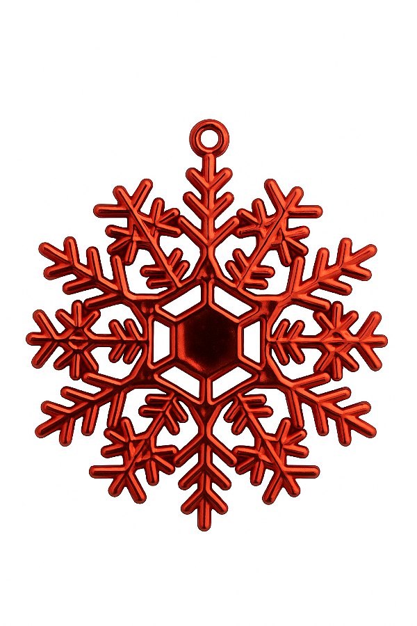 Pendente de Natal Flocos de Neve Vermelho 5,5CM 6 Unidades