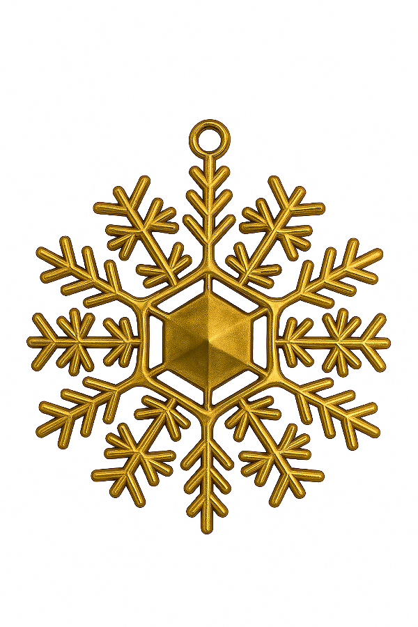 Pendente de Natal Flocos de Neve Ouro 5,5CM 6 Unidades