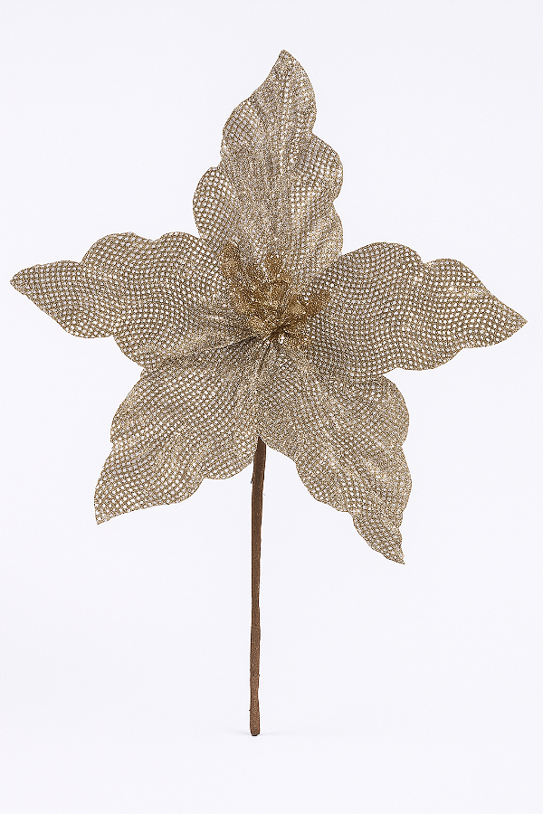 Flor Bico de Papagaio Natal Aveludado (Champanhe) 19CM