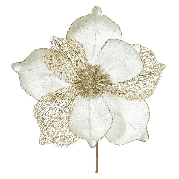 Flor Natalina Magnolia Champanhe 24CM