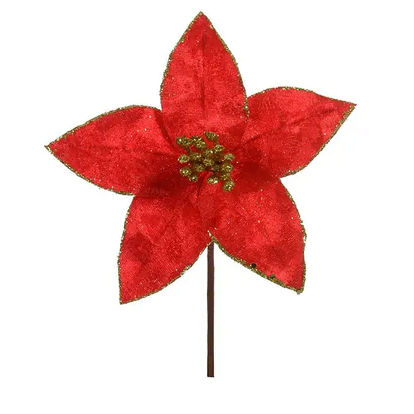 Bico Papagaio Aveludado Vermelho com Glitter Dourado 23cm
