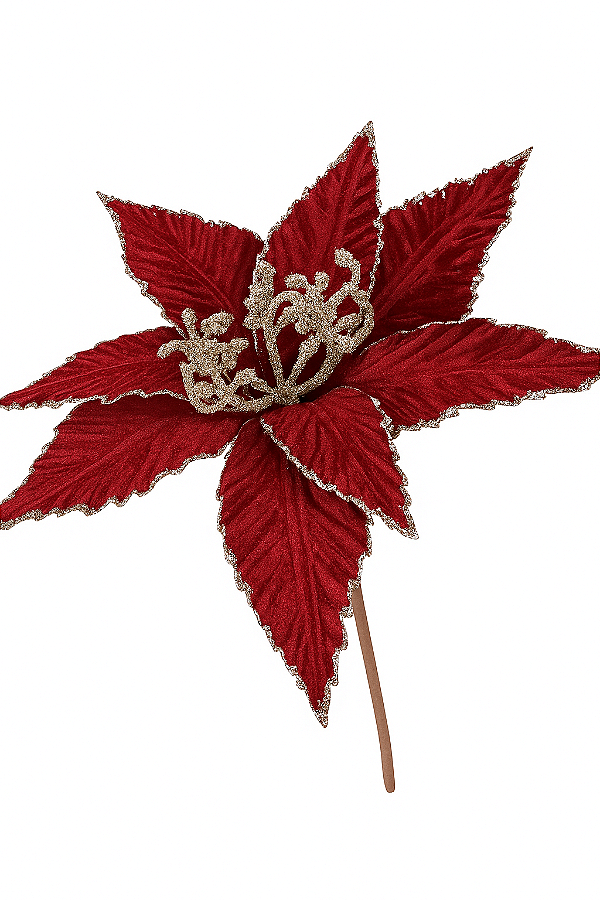 Flor Pick Natalino 16cm Flor com Glitter Vinho