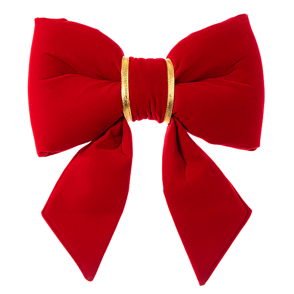 Laço de Veludo Fofura – Vermelho Estofado C Ouro | 20CM
