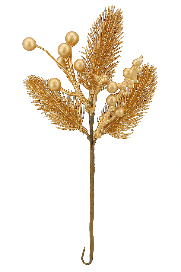 Pick Com Berry de Natal Dourado 18CM