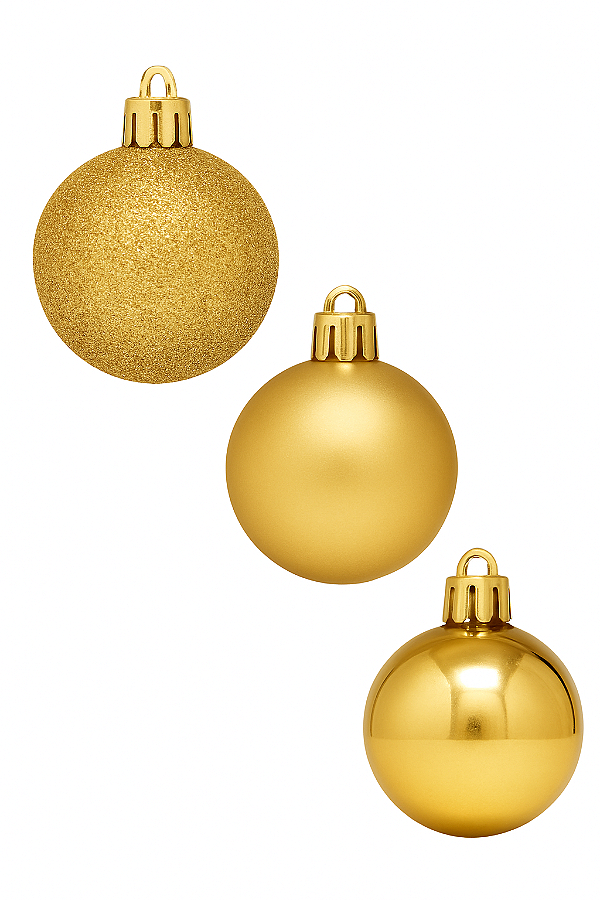 Bola de Natal Dourada | Lisa, Fosca e Glitter 8CM | 6 Unidades