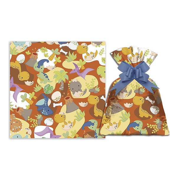 Saco Para Presente Perolado Dino 35X53CM | 50 Unidades