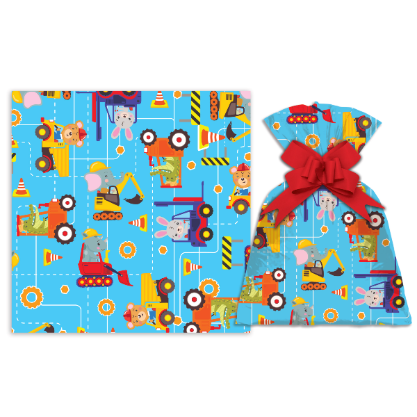 Saco Para Presente Perolado Baby Construção 35X53CM | 50 Unidades