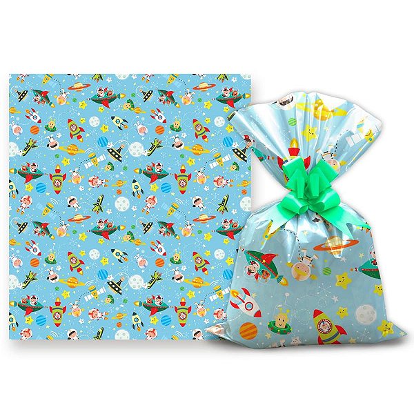 Saco Para Presente Metalizado Space 45X59CM | 50 Unidades