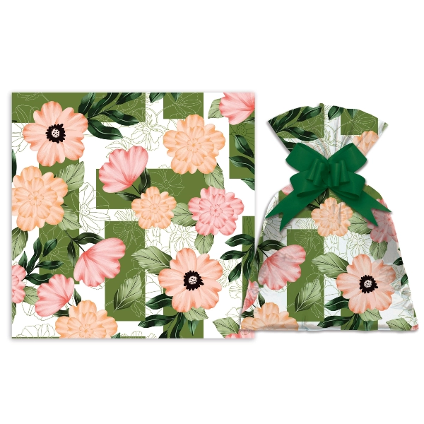 Saco Para Presente Perolado Hibiscus 45X59CM | 50 Unidades