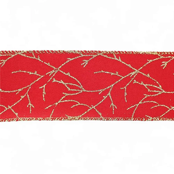 Fita Natalina Vermelha Galho 6,3CM x 4,57M