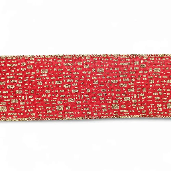Fita Natalina Vermelha Glitter Tarjas 6,3CM x 4,57M