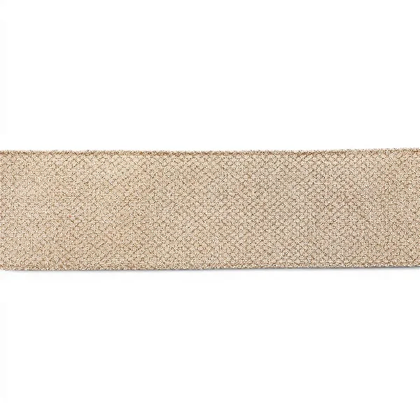 Fita Natalina Nude Glitter Ouro Linhas Cruzadas 6,3CM x 4,57M